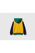 Erkek Çocuk Sarı Mix Önü Logo İşlemeli Fermuarlı ve Kapüşonlu Sweatshirt - Görsel 2