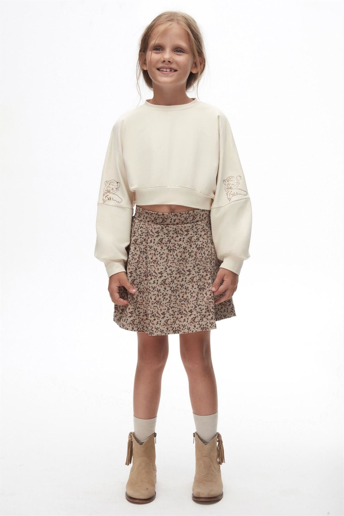 KİDS 37520 KIZ ÇOCUK KREM LEO SWEAT
