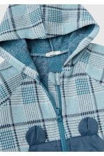 Bebek Havacı Mavi Fermuar Kapamalı Kulaklı Kanguru Cepli Kapüşonlu Sweatshirt - Görsel 3