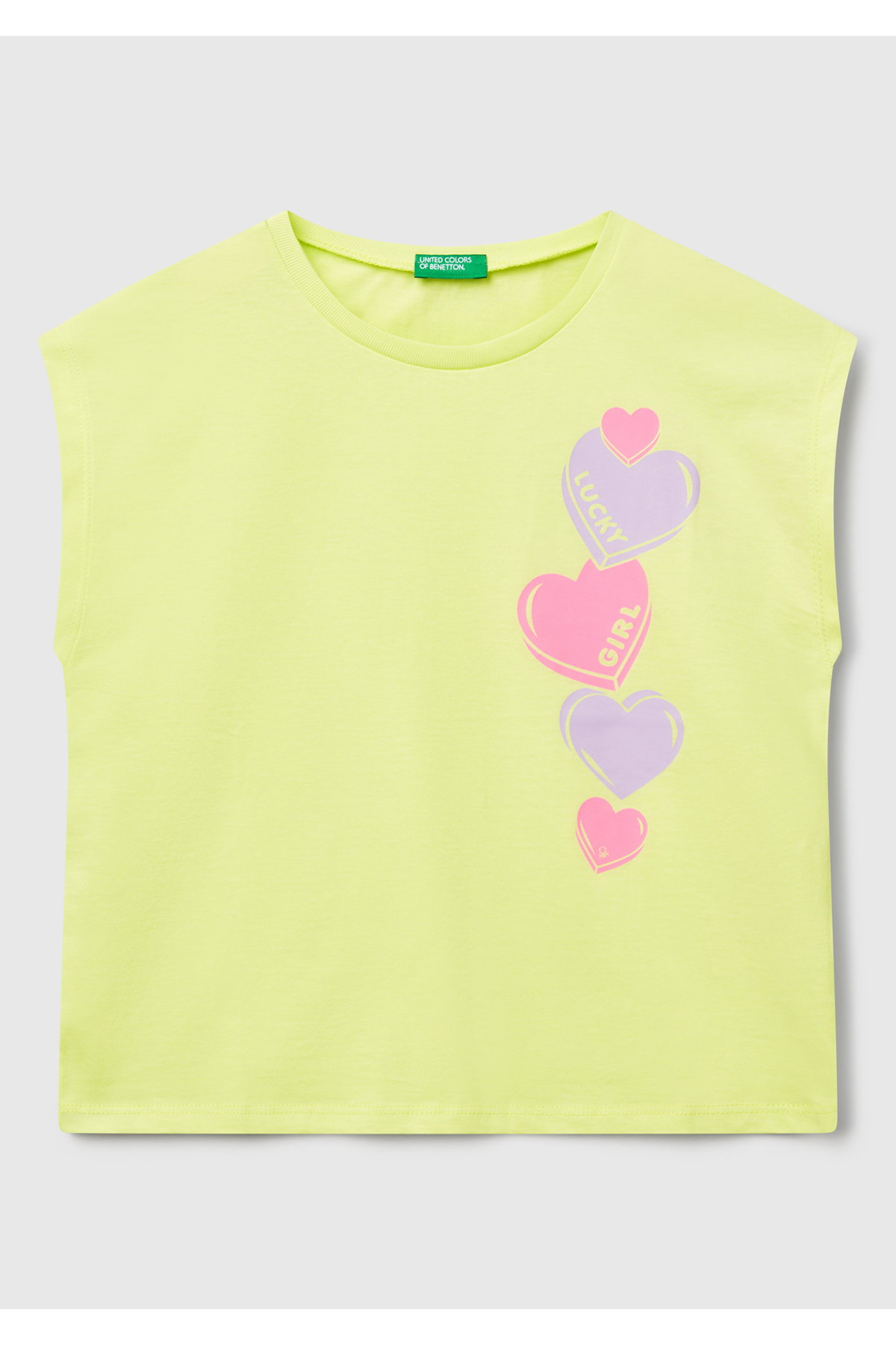 Kız Çocuk Sarı Grafik Baskılı Kısa Kollu T-Shirt