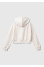 Kız Çocuk Ekru Etek Ucu Logolu Barbie Baskılı Kapüşonlu Kısa Sweatshirt - Görsel 2