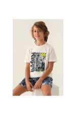 Printed Beyaz Erkek Çocuk T-Shirt - Görsel 3
