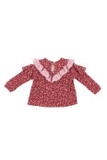 Kız Bebek Desenli Bordo Bluz - Görsel 2