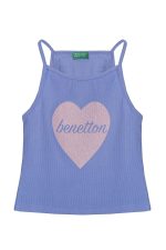 United Colors of Benetton Kız Çocuk Mavi Atlet BNT-G21220