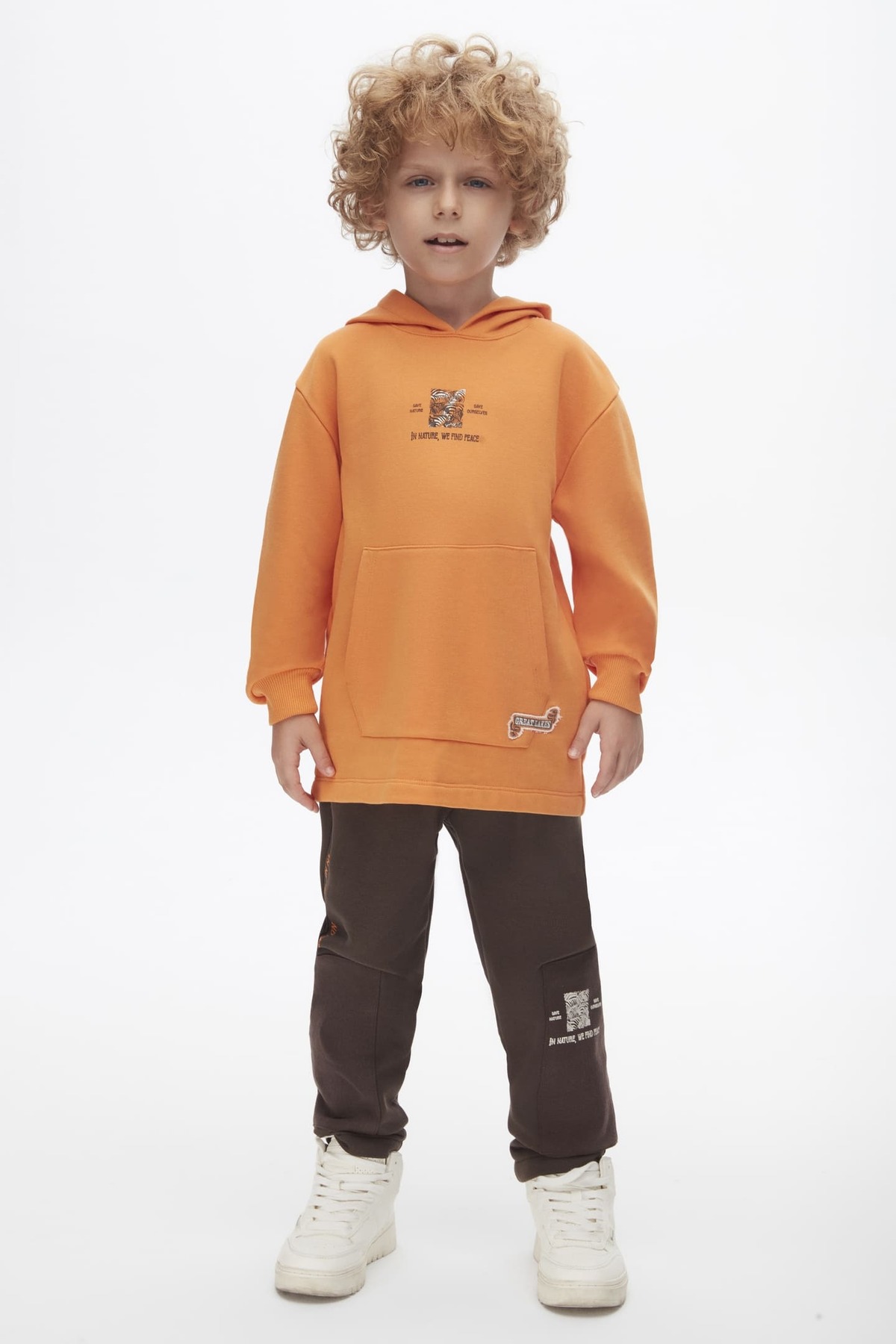 Erkek Çocuk Kapişonlu Sweat Turuncu 47505