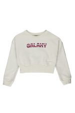 Kız Çocuk Parlak Baskı Detaylı Ekru Sweatshirt
