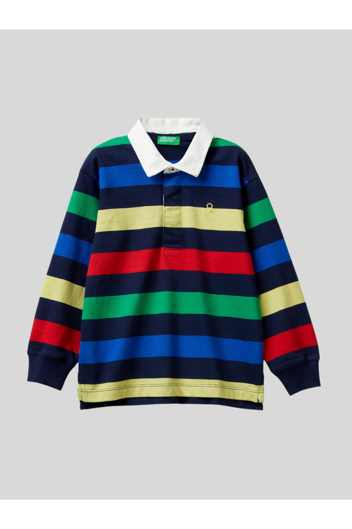 Erkek Çocuk Cizgili Polo Yaka Sweatshirt 1-6 Yaş Lacivert