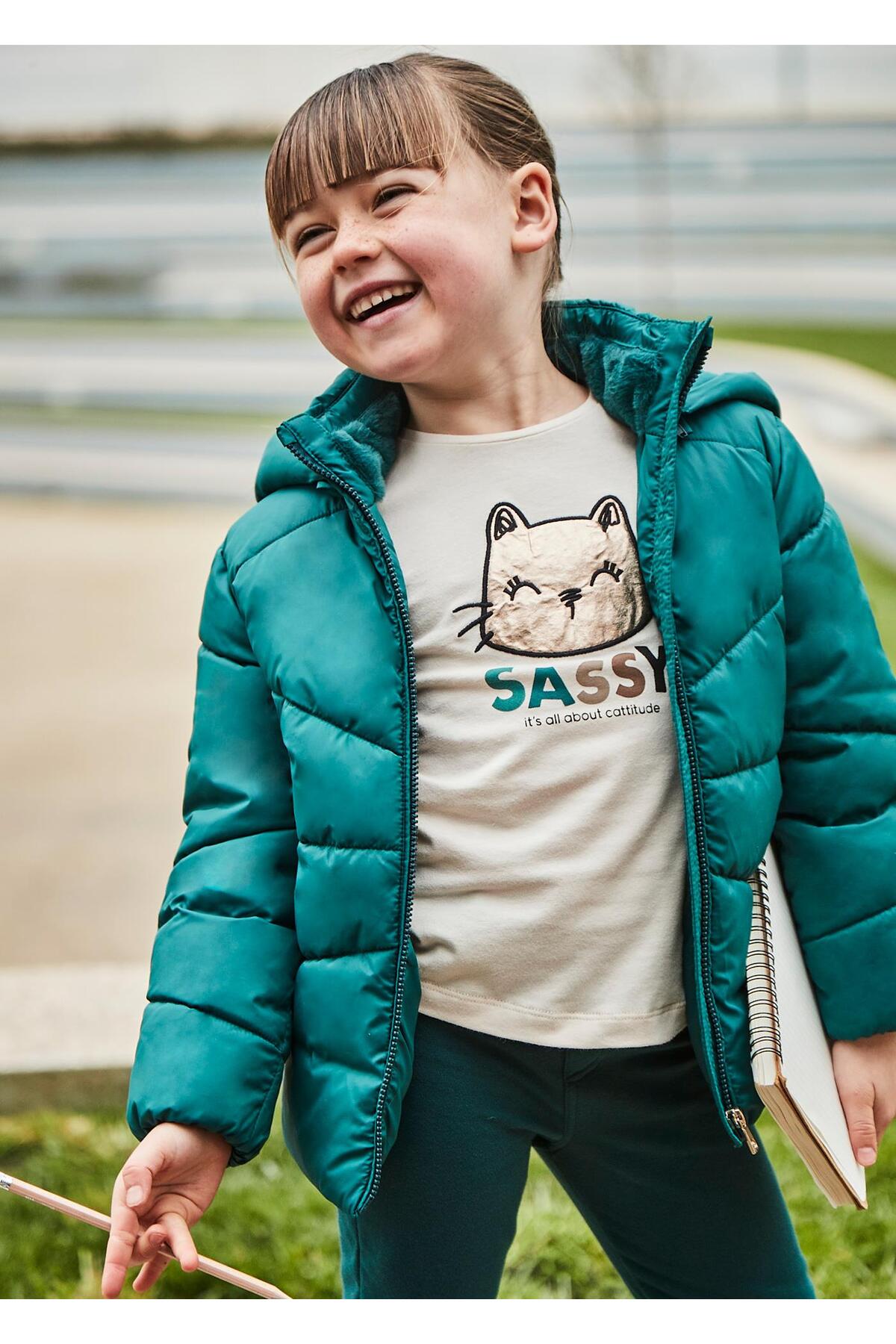 Kız Çocuk Kolları Büzgülü Sweatshirt