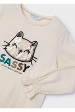 Kız Çocuk Kolları Büzgülü Sweatshirt - Görsel 4