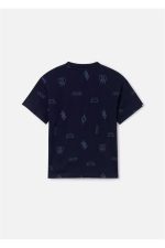 Erkek Çocuk 8-16 Yaş Baskılı Kısa Kol T-shirt 6031 Lacivert - Görsel 3