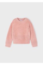 Kız Çocuk Peluş Triko Kazak-Pudra Pembe - Görsel 3