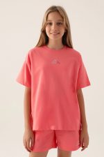 Emblem Neon Pembe Kız Çocuk T-Shirt