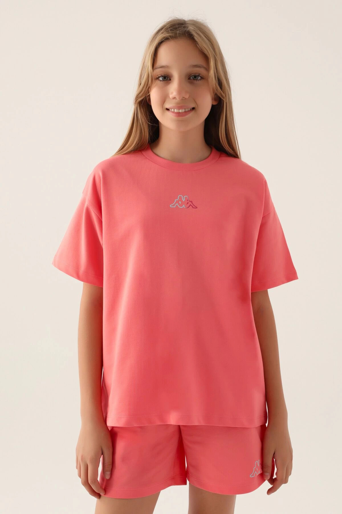 Emblem Neon Pembe Kız Çocuk T-Shirt