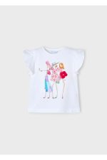 Kız Çocuk Aplikeli Tshirt 4-8 Yaş Beyaz - Görsel 2