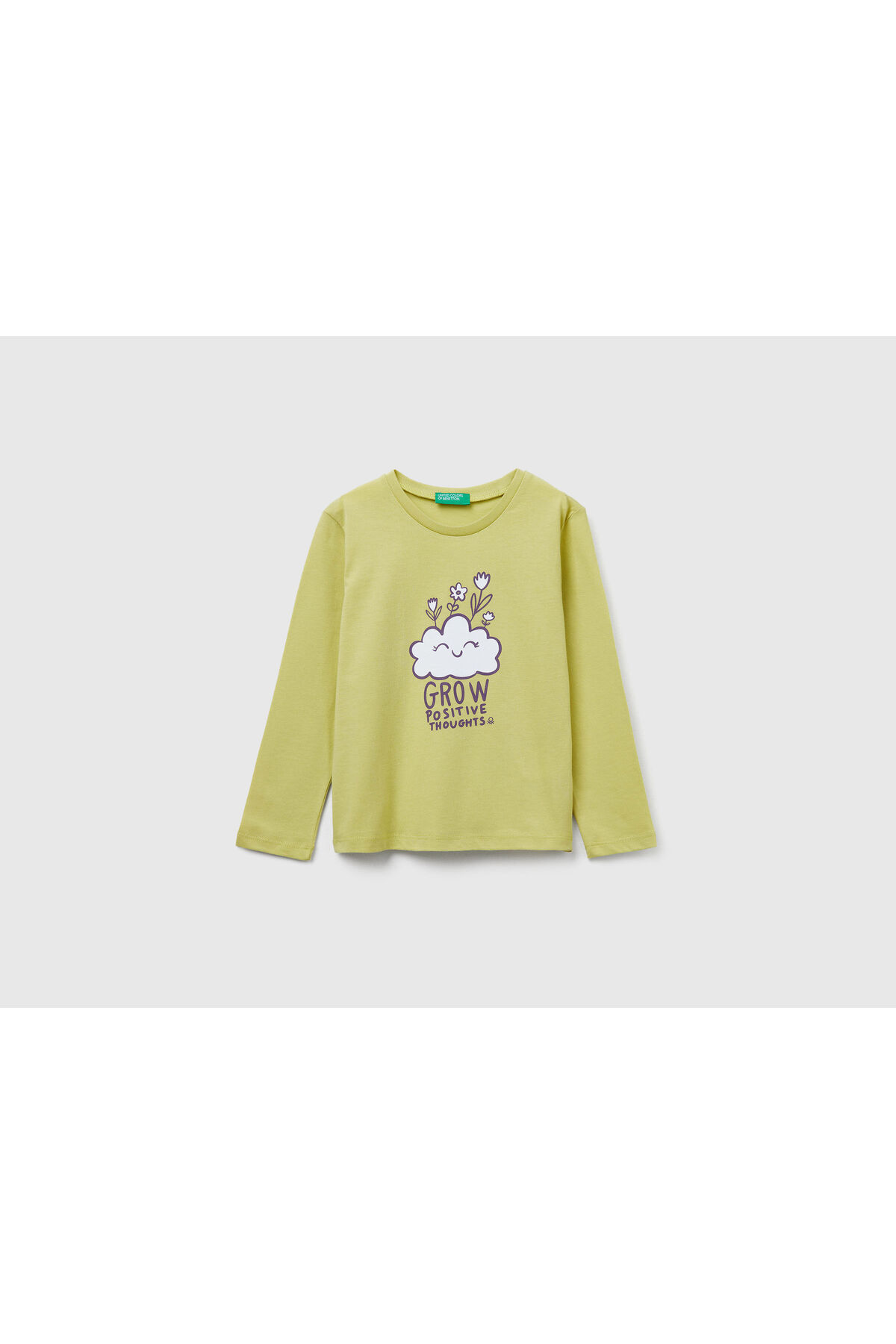 Kız Bebek Hardal Önü Baskılı Ribana Yakalı Regular Fit Sweatshirt