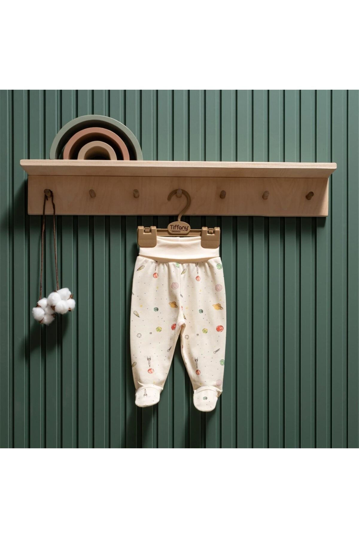 Baby Bebek Organik Space Theme Patikli Alt Ekru 44007