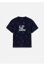 Erkek Çocuk 8-16 Yaş Baskılı Kısa Kol T-shirt 6031 Lacivert - Görsel 2