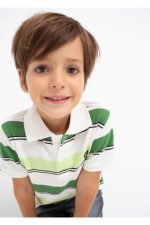 3153 Yeşil Çizgili Polo T-shirt - Görsel 3