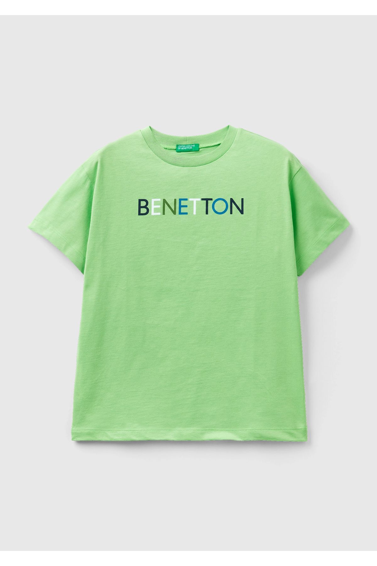 Erkek Çocuk Fıstık Yeşili Benetton Logolu T-Shirt