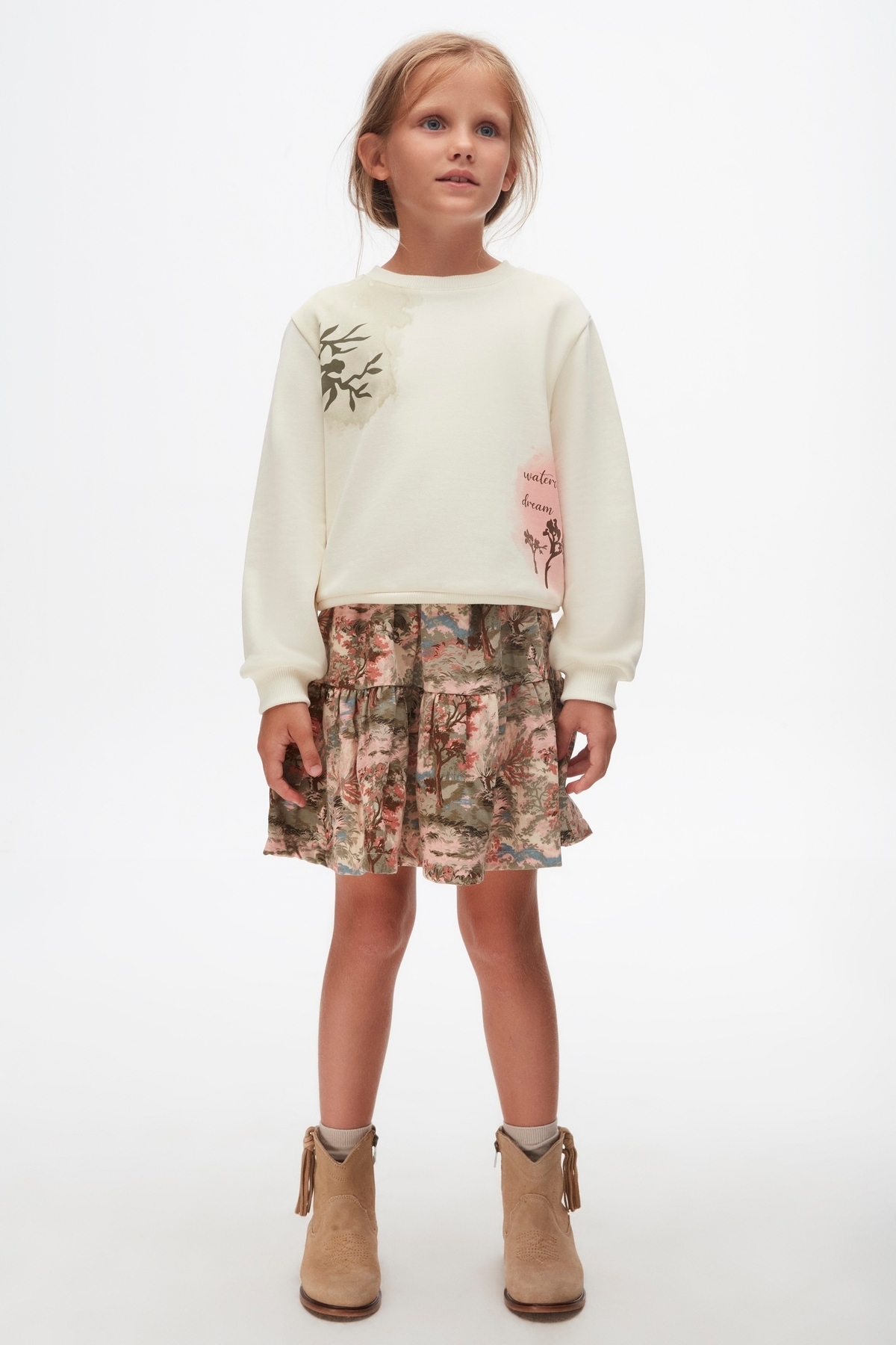 Kız Çocuk Batik İkili Takım (Sweatshirt + Etek)
