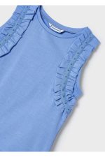 Kız Çocuk Kolları Fırfırlı Kolsuz Pamuklu Tshirt - Görsel 4