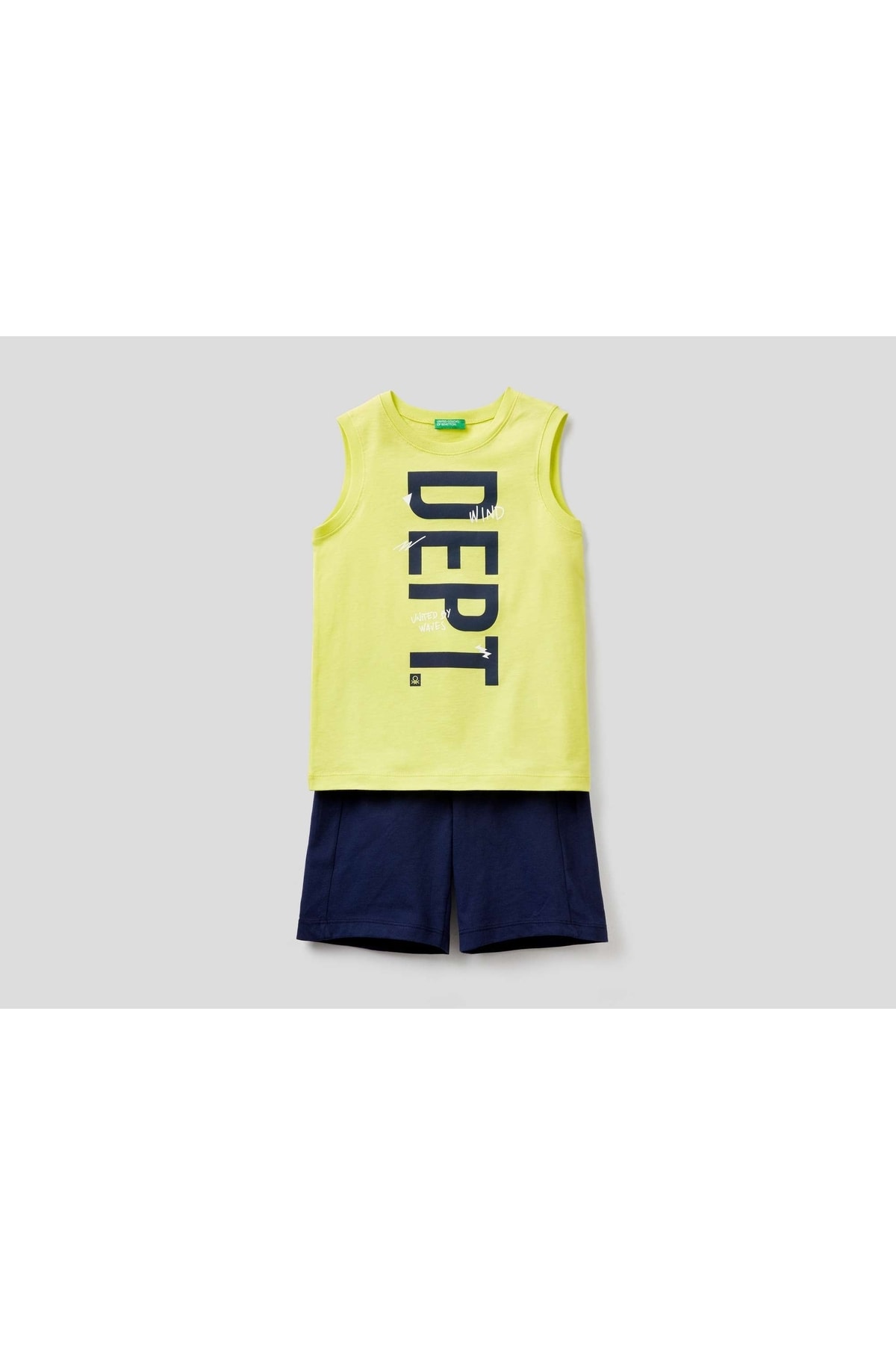 Benetton Slogan Yazı Baskılı Atlet Şort Takım