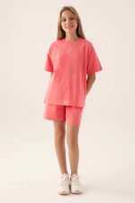 Emblem Neon Pembe Kız Çocuk T-Shirt - Görsel 5
