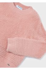Kız Çocuk Peluş Triko Kazak-Pudra Pembe - Görsel 5