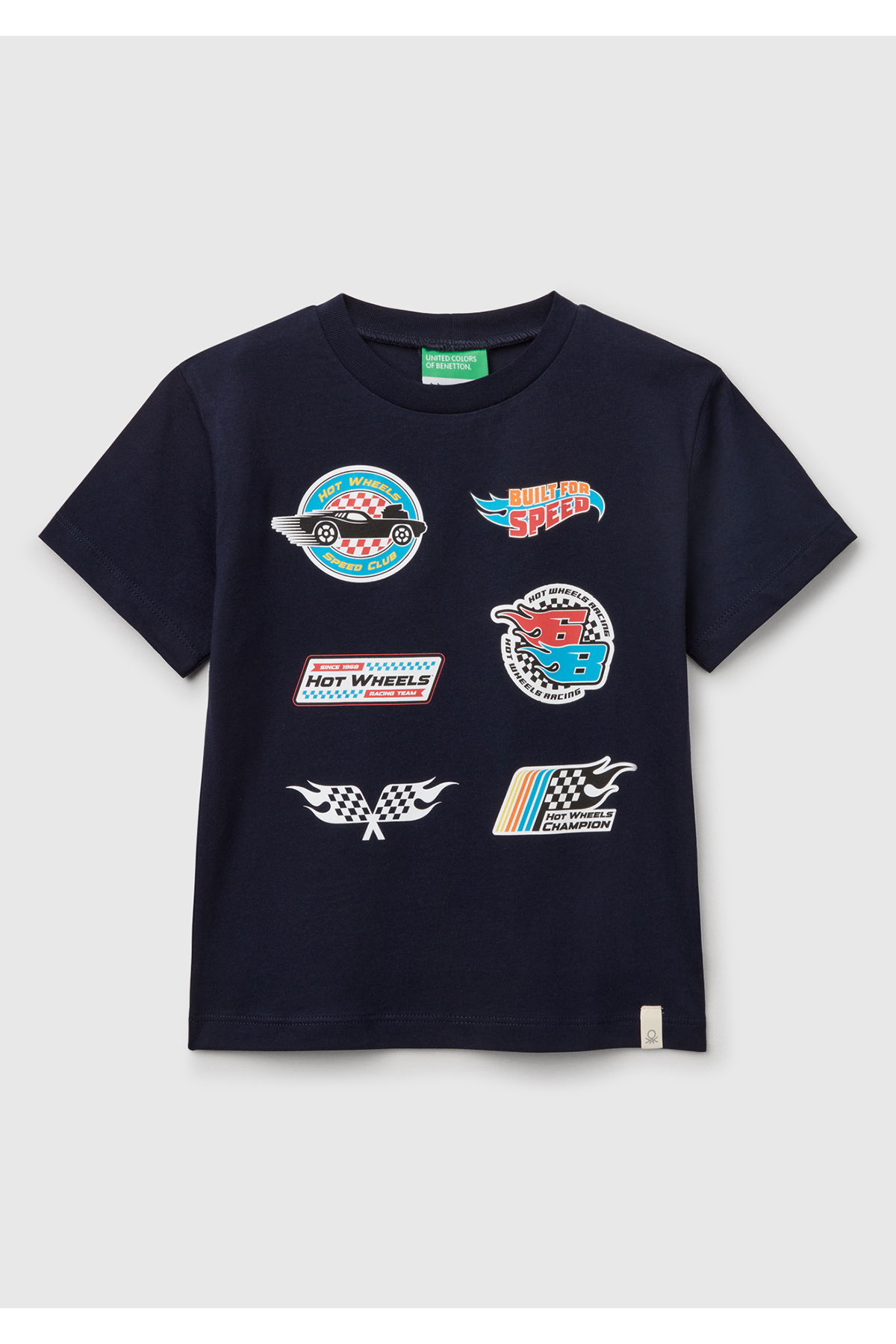 Erkek Çocuk Lacivert Hot Wheels Baskılı Logo Etiketli T-Shirt