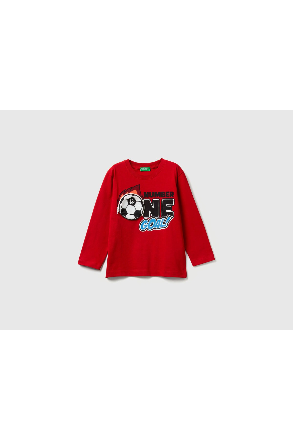Erkek Bebek Kırmızı Önü Baskılı Fermuarlı Aplikeli Jarse Uzun Kollu T-shirt