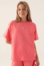 Emblem Neon Pembe Kız Çocuk T-Shirt - Görsel 2