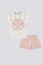 US Polo Assn Kız Bebek Krem 2li Takım