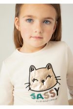 Kız Çocuk Kolları Büzgülü Sweatshirt - Görsel 3