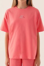 Emblem Neon Pembe Kız Çocuk T-Shirt - Görsel 3