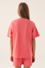 Emblem Neon Pembe Kız Çocuk T-Shirt - Görsel 4