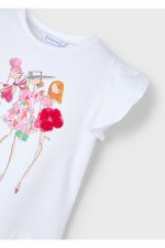 Kız Çocuk Aplikeli Tshirt 4-8 Yaş Beyaz - Görsel 4