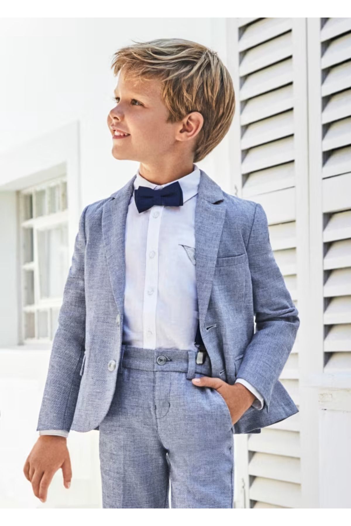 8445865213998 Erkek Çocuk Pamuk Keten Blazer Ceket - Görsel 1
