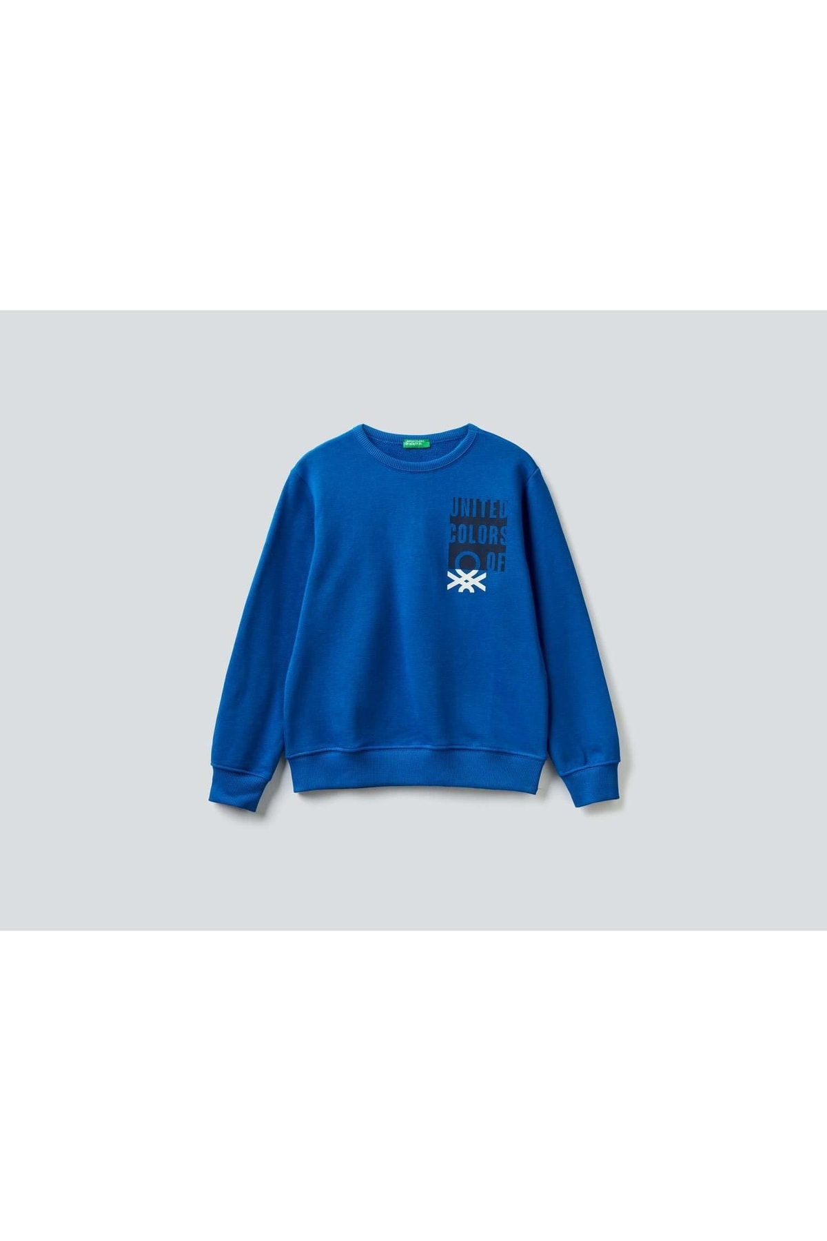 Benetton Erkek Çocuk Sax Mavi Benetton Su Bazlı Baskılı Sweatshirt