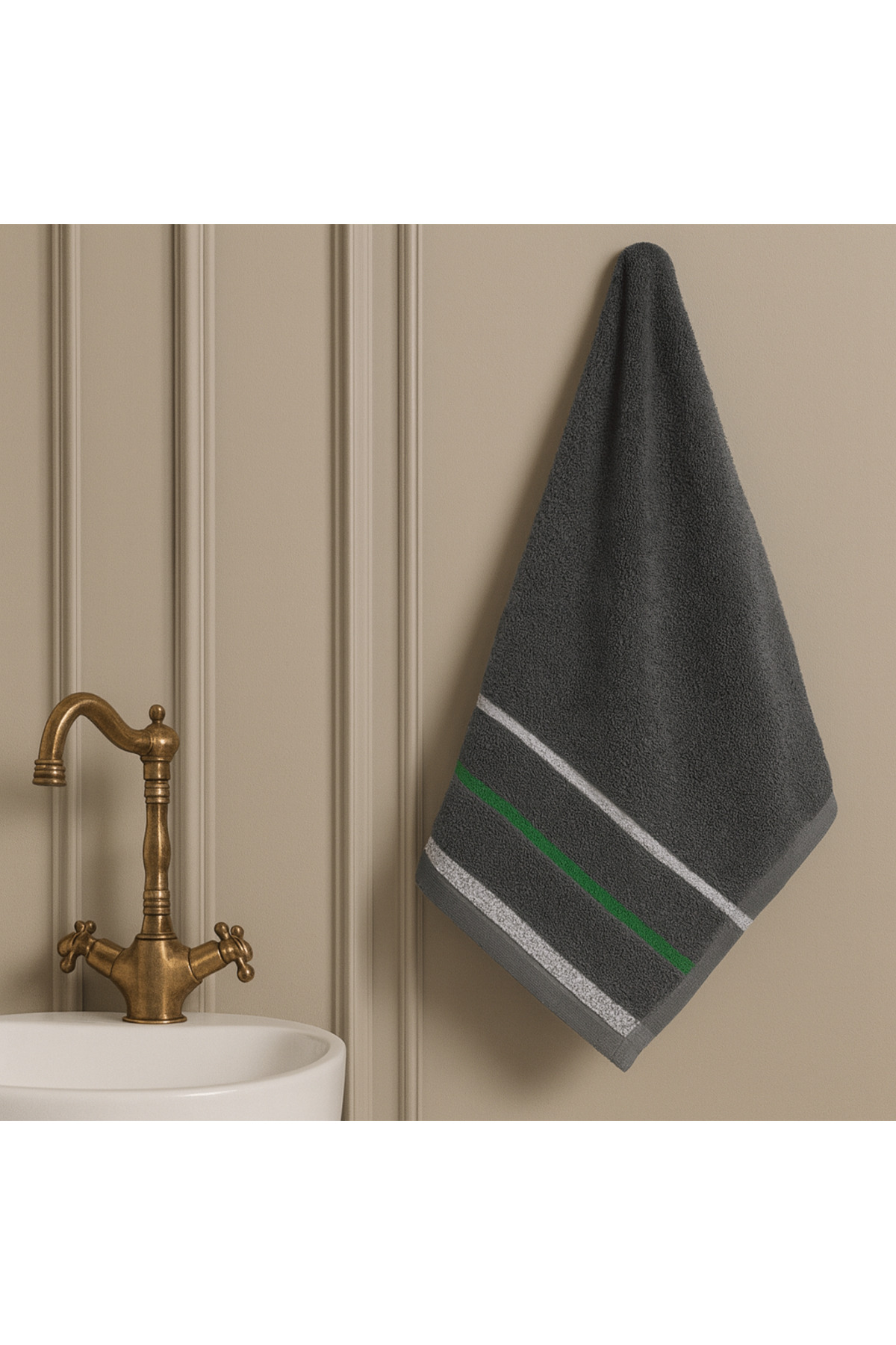 Banyo Havlu El Yüz Vücut Gri %100 Pamuk 50x90 cm El Havlusu